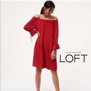 Loft Red Off The Shoulder Dress